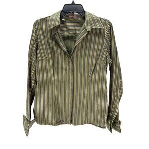 Thomas Pink Green Stripe Button Down Shirt Women’s Size 10 Casual Streetwear
